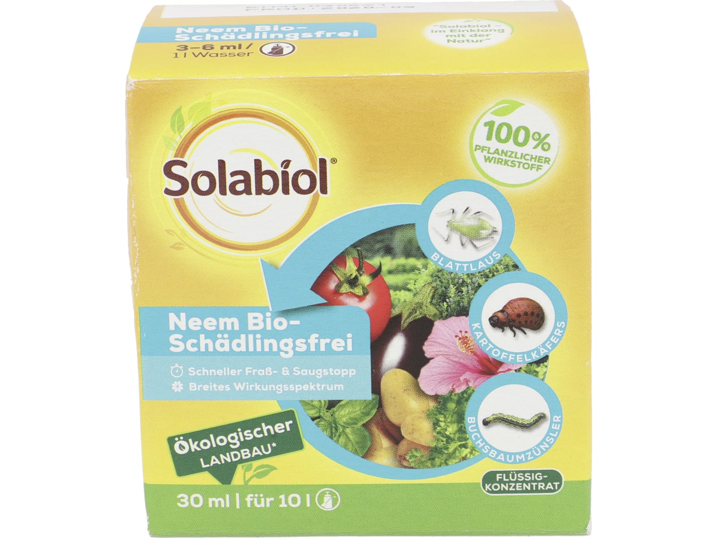 Solabiol Neem Bio-Schädlingsfrei 30 ml Schädlingsbekämpfung an Zierpflanzen, Kräutern, Kartoffeln und Gemüse