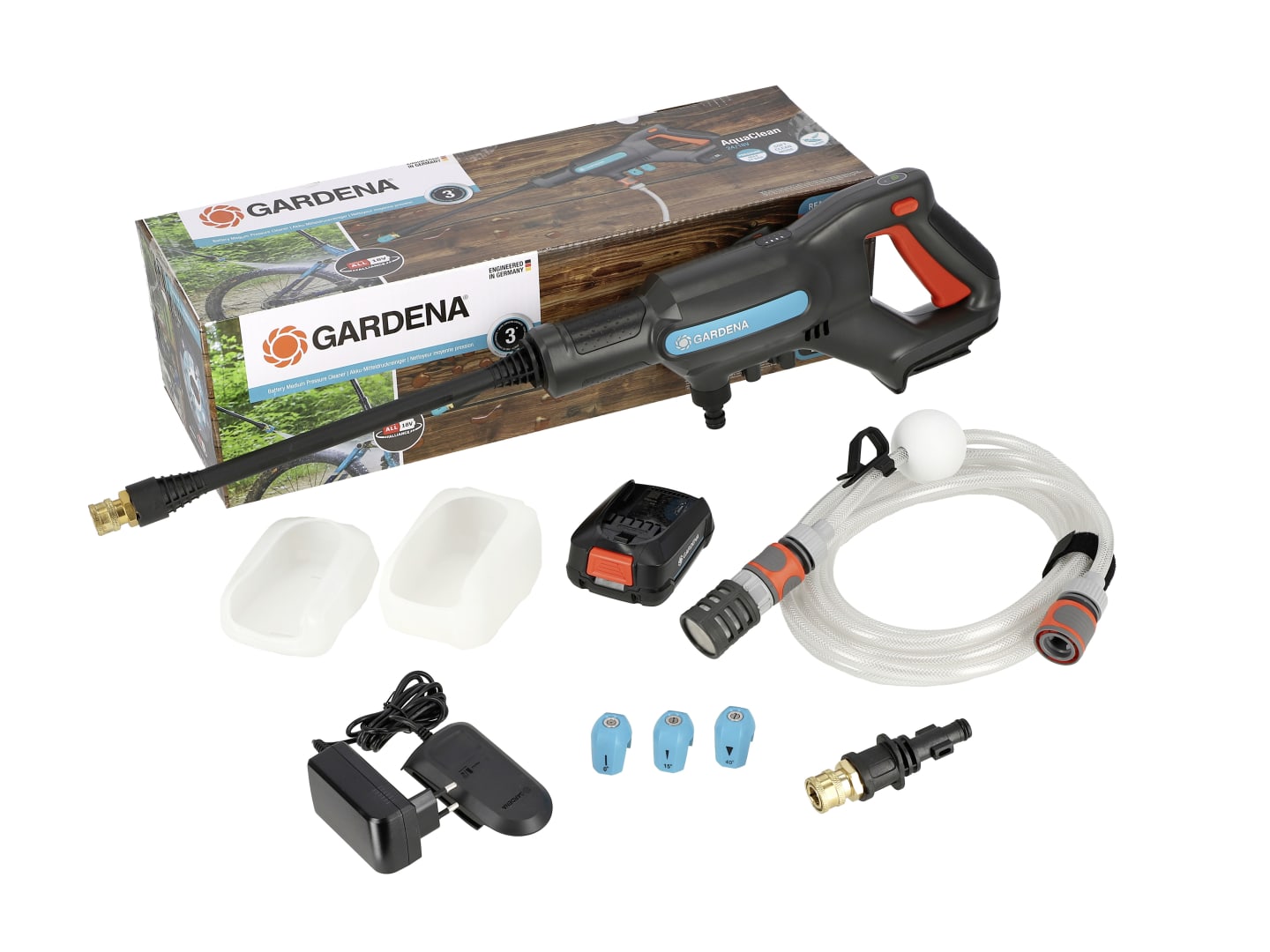 GARDENA Akku-Mitteldruckreiniger AquaClean 24/18V P4A Ready-To-Use Set Dampfstrahler 14800-20