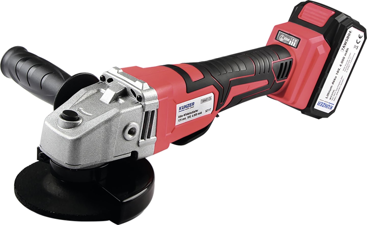KUNZER Akku-Winkelschleifer 125 mm, 8.000 min⁻¹, 4 Ah, 7AWS125