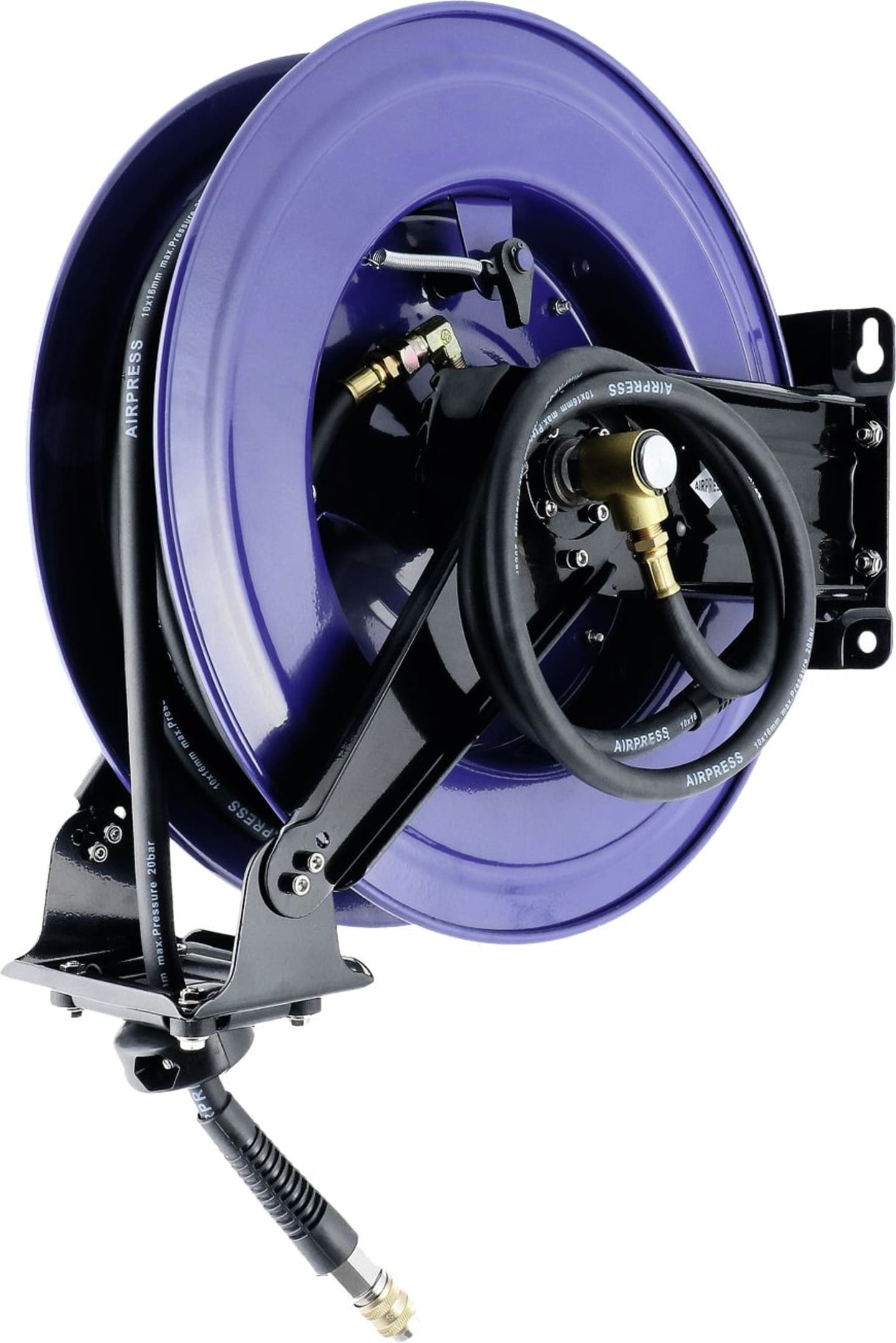 Airpress Schlauchaufroller für Druckluft, selbstaufrollend, schwenkbar, Wandmontage, 20 m, 46622