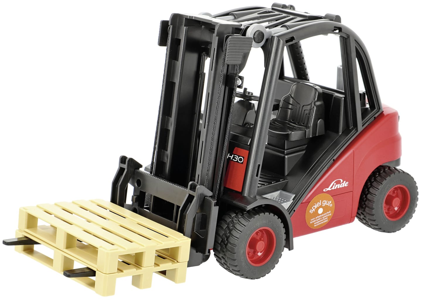 Bruder® Modell "Linde Gabelstapler H30D" mit Anhängerkupplung und 2 Paletten 1:16, 02511