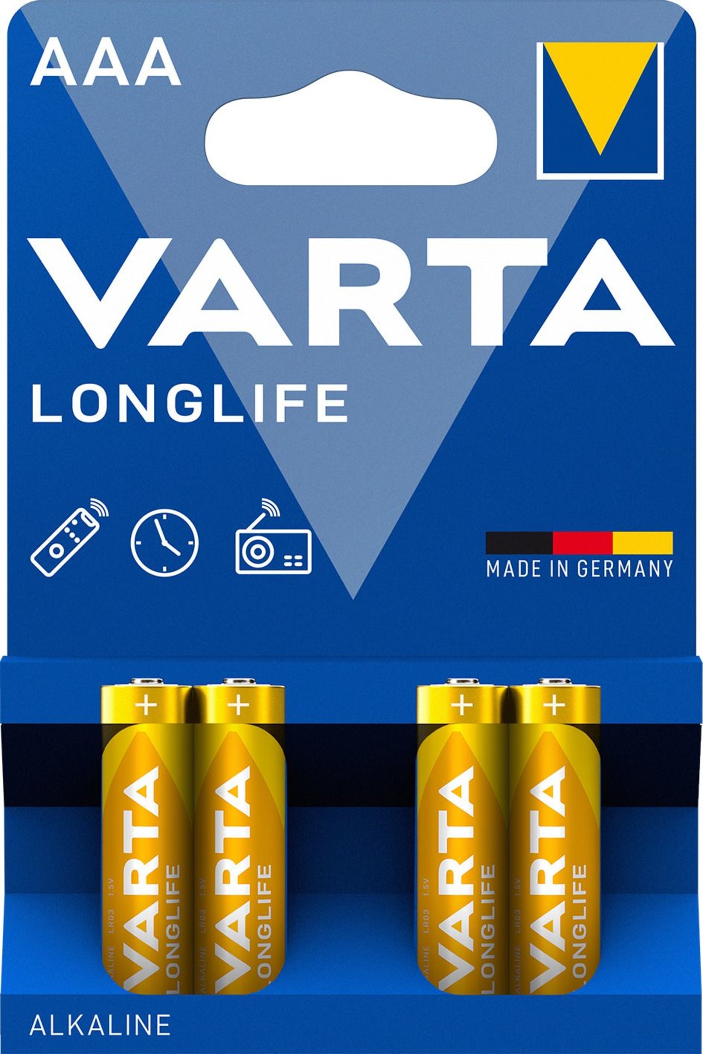 VARTA Batterie Alkaline Longlife AAA; Micro; LR03 1,5 V/1.200 mAh, 4 St. Blister,