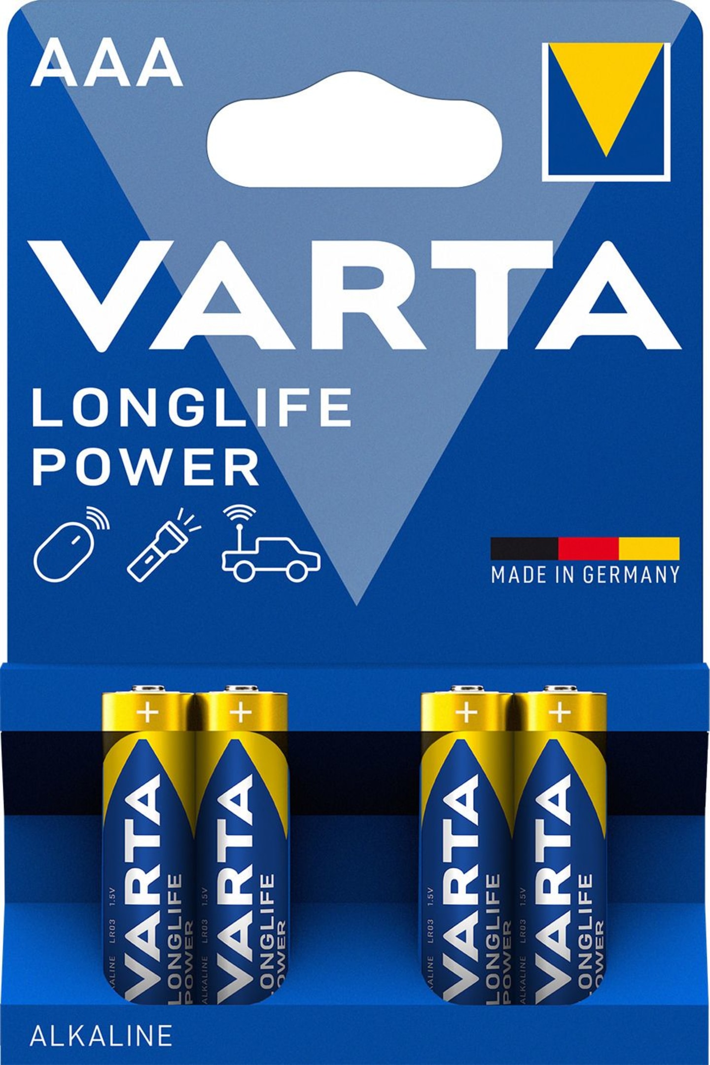 VARTA Batterie Alkaline Longlife Power AAA; Micro; LR03 1,5 V/1.220 mAh, 4 St. Blister, 4903121414