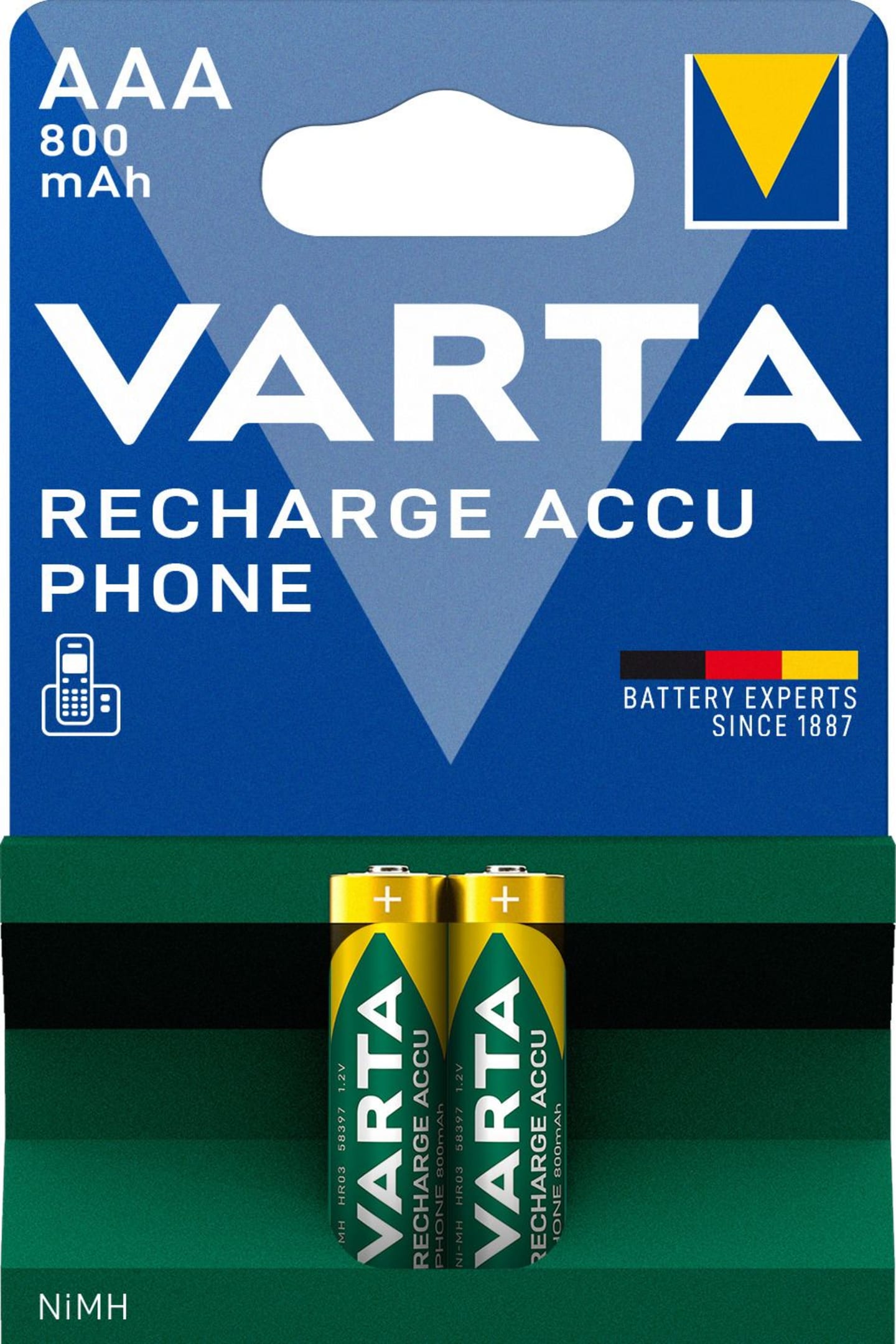 VARTA Akku Phone AAA; Micro; HR03 1,2 V/800 mAh, 2 St. Blister, 58398101402