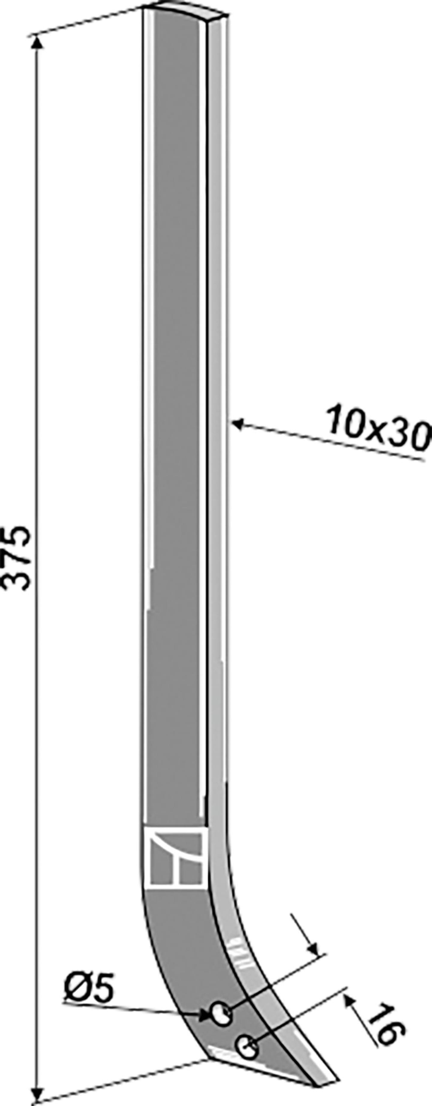 Industriehof® Hackscharstiel 375 x 30 x 10 mm, Arbeitswinkel 28 °, für Hackschar Einböck, Schmotzer, 1.10.1022