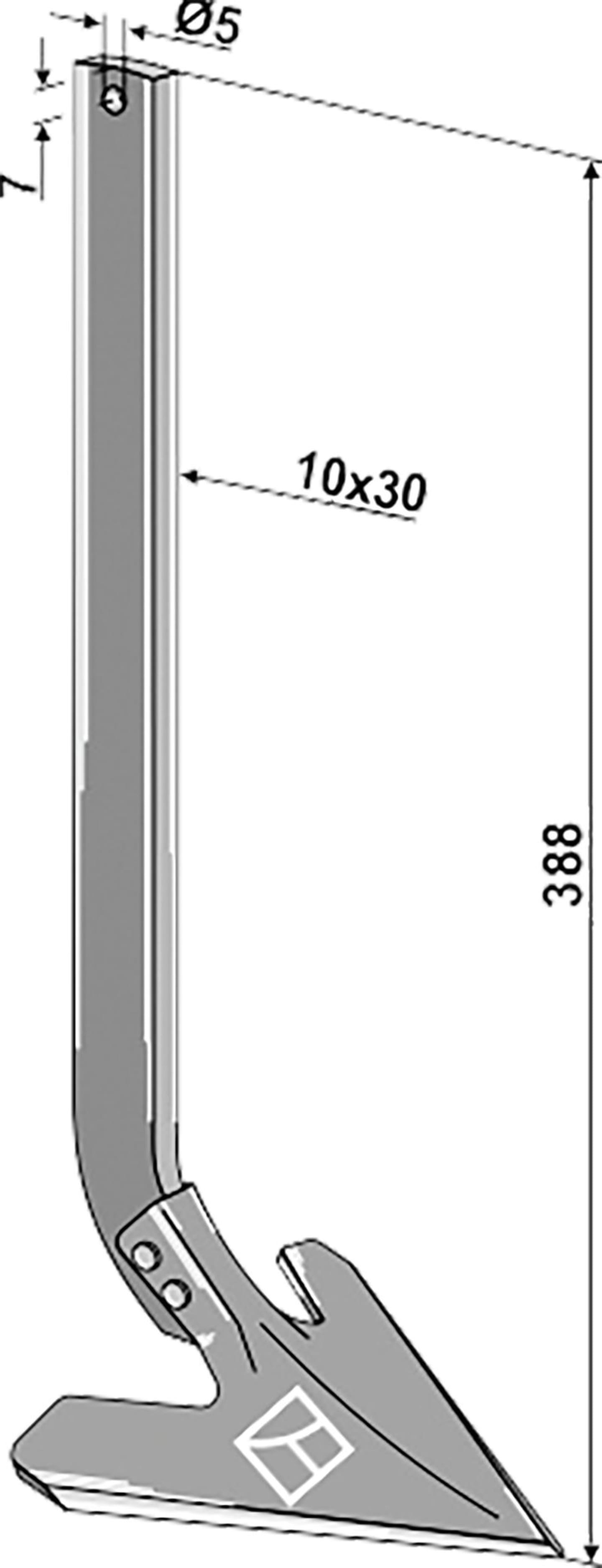 Industriehof® Hackscharstiel 388 x 30 x 10 mm, mit Schar 140 mm, für Schmotzer, 1.10.1004