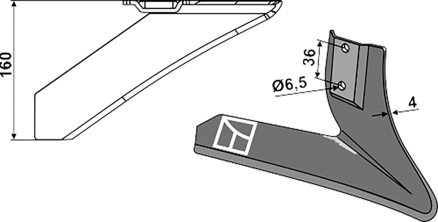 Industriehof® Winkelmesser rechts 160 mm, für Hackgerät Einböck, Schmotzer, 1.10.1047