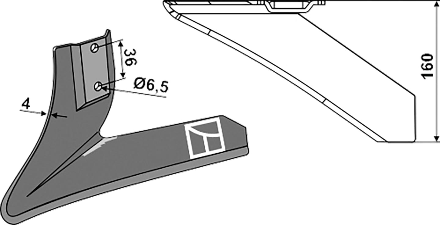 Industriehof® Winkelmesser links 160 mm, für Hackgerät Einböck, Schmotzer, 1.10.1048