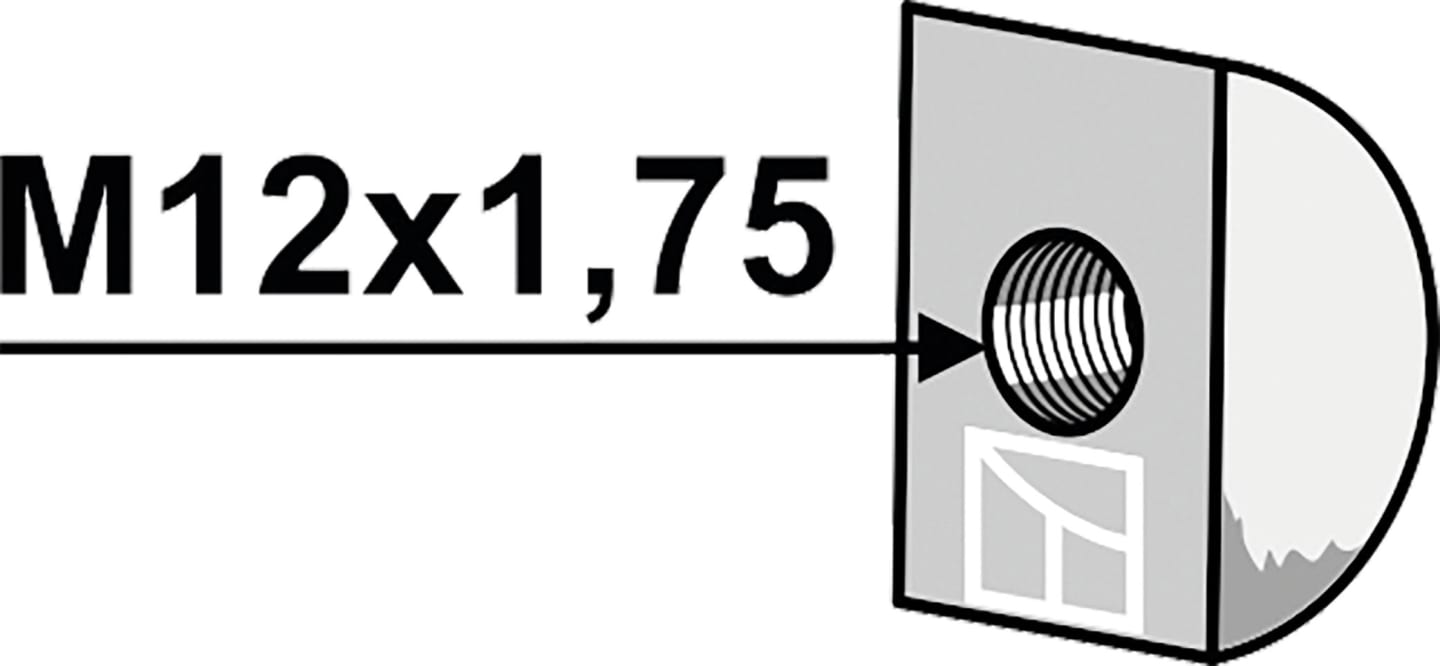 Industriehof® Halbmondkeil Gewinde M 12 x 1,75 IG, für Oberfeder Kultizinken Lemken, Einböck, Hatzenbichler, Steketee, 101.901.03