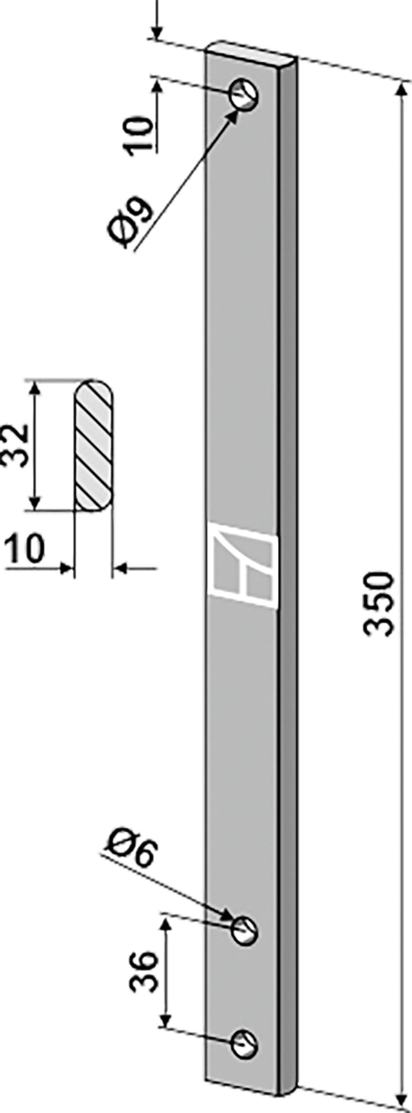 Industriehof® Winkelmesserstiel 350 x 32 x 10 mm für Winkelmesser Einböck Hacktechnik, 1.10.1033