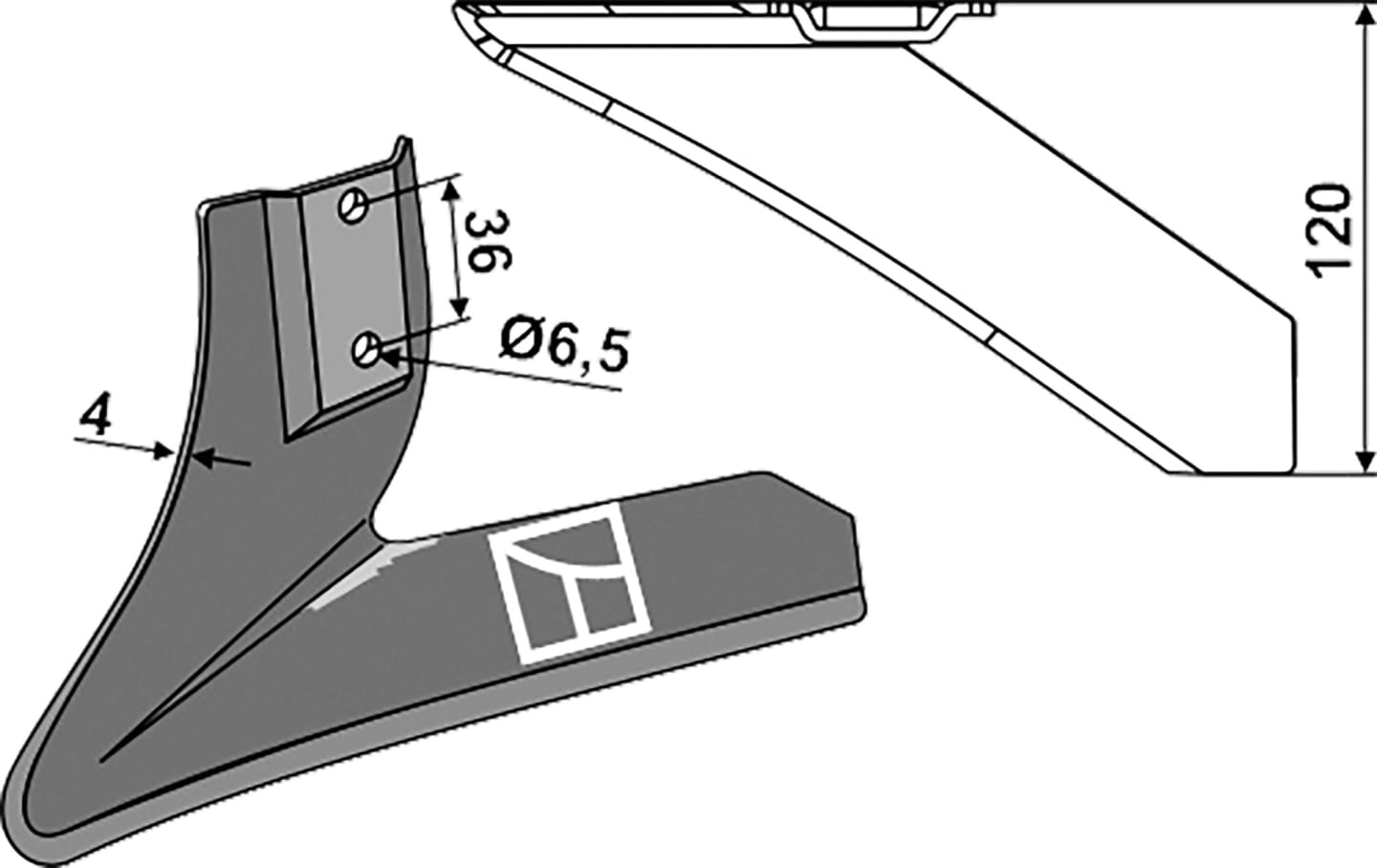 Industriehof® Winkelmesser links 120 mm, für Hackgerät Einböck, Schmotzer, 1.10.1043