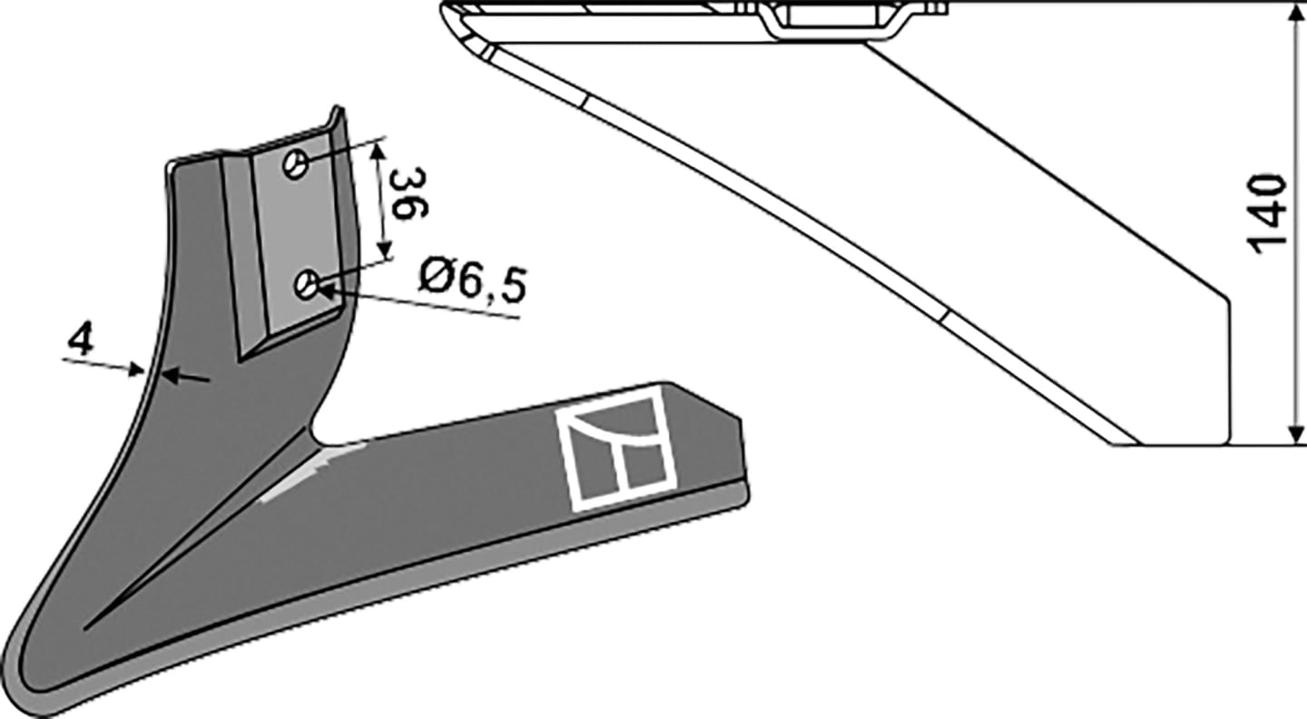 Industriehof® Winkelmesser rechts 140 mm, für Hackgerät Gaspardo, Maschio, Schmotzer, 1.10.1045