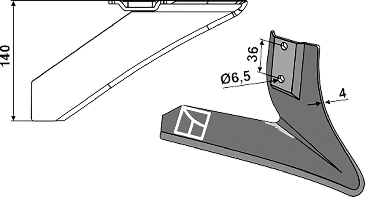 Industriehof® Winkelmesser links 140 mm, für Hackgerät Gaspardo, Maschio, Schmotzer, 1.10.1046