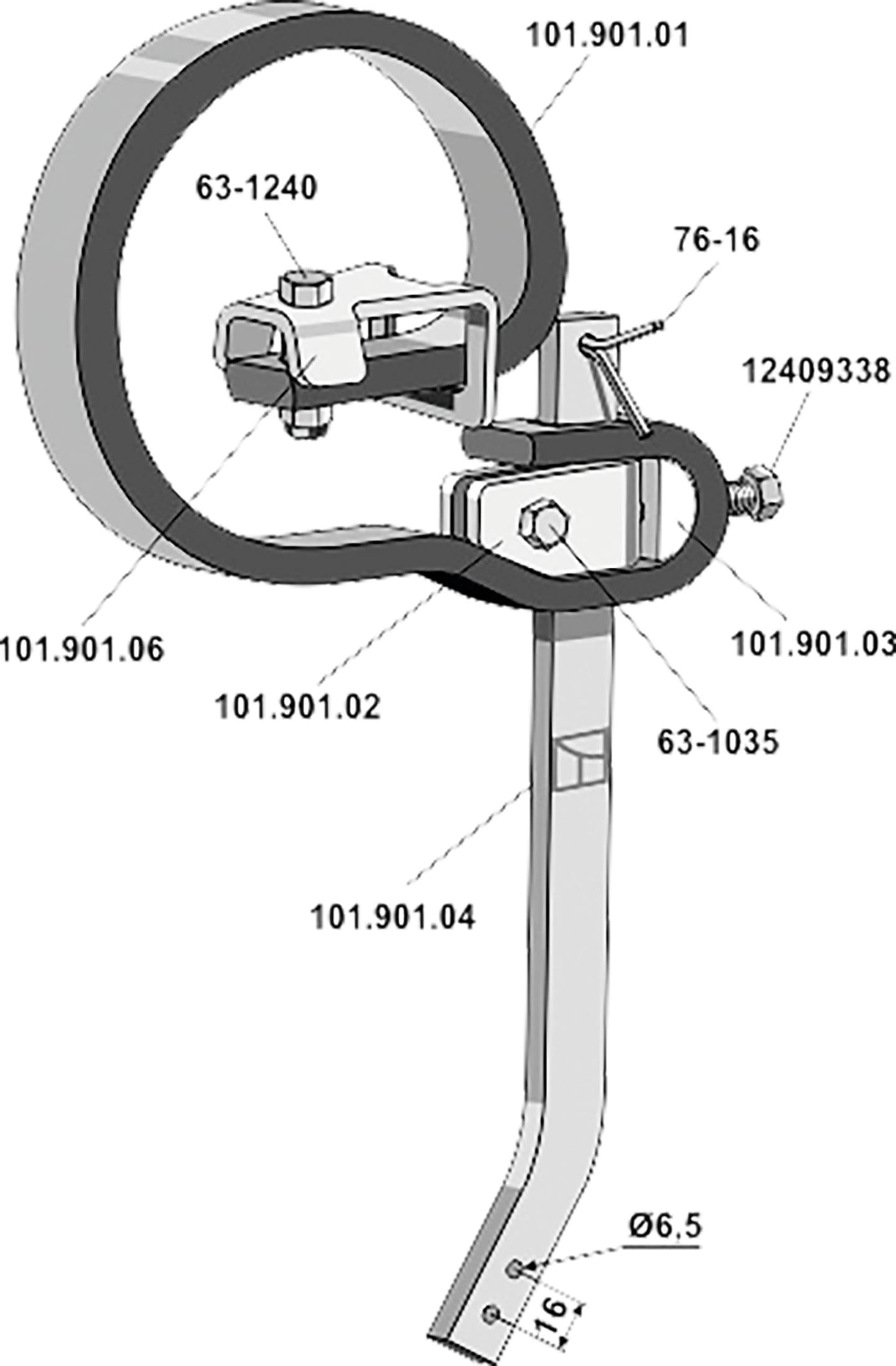 Industriehof® Vibrozinken ohne Gänsefußschar, Rahmen 40 x 15 mm für Hacktechnik Hatzenbichler, 101.901.00