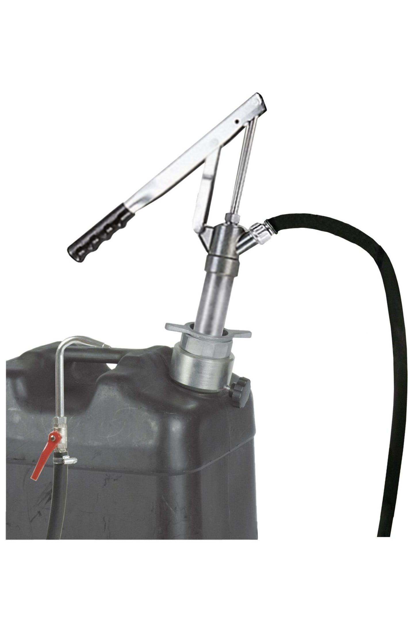 SAMOA® Mehrzweckpumpe MZ-02/200 mit 1,5 m Gummischlauch, Kugelhahn mit Auslaufrohr und Pumpenhalter für Kunststoffkanister 09524