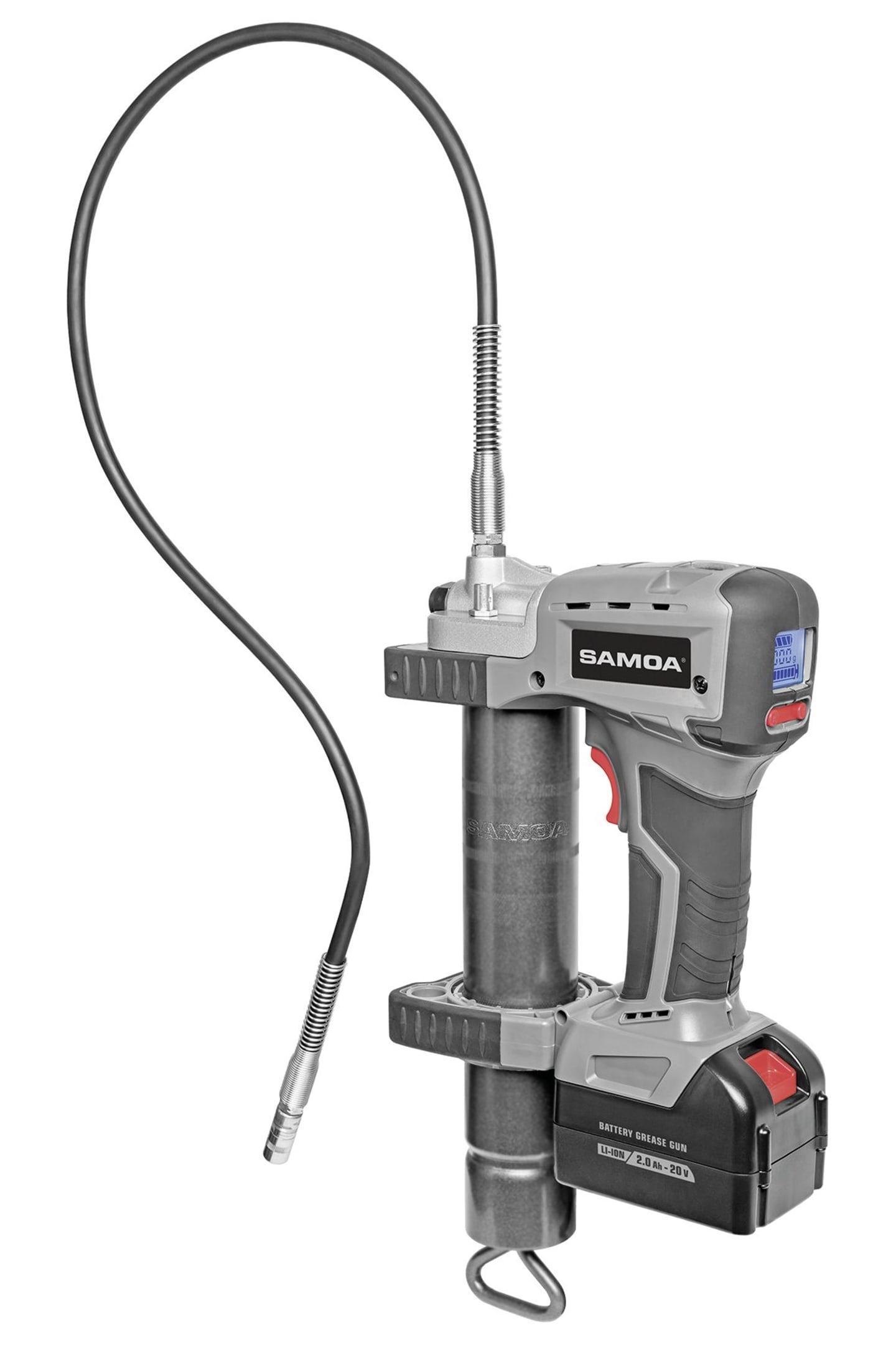 SAMOA® Akku-Fettpresse "AFP-S 400" für 400-g-Pull-Off-Kartuschen mit Akku (20V|2,0 Ah) und Ladegerät 160500