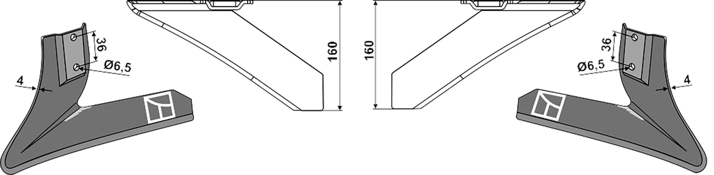 Industriehof® Winkelmesser links/rechts 160 mm, für Hackgerät Einböck, Schmotzer