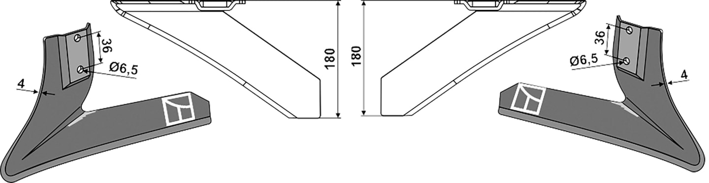Industriehof® Winkelmesser links/rechts 180 mm, für Hackgerät Schmotzer