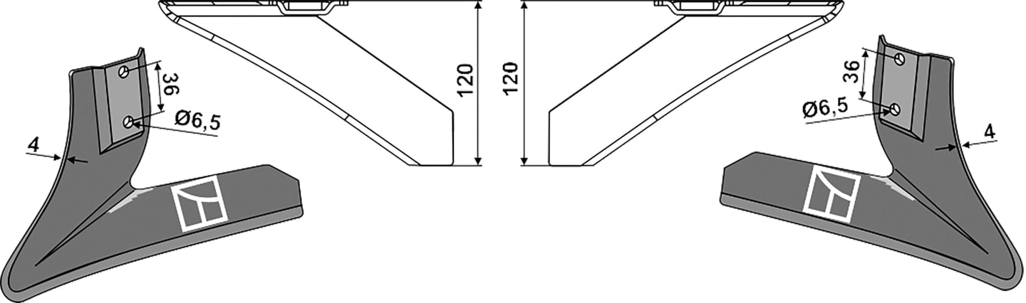 Industriehof® Winkelmesser links/rechts 120 mm, für Hackgerät Einböck, Schmotzer