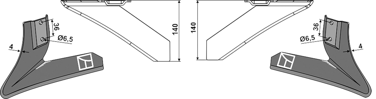 Industriehof® Winkelmesser links/rechts 140 mm, für Hackgerät Gaspardo, Maschio, Schmotzer