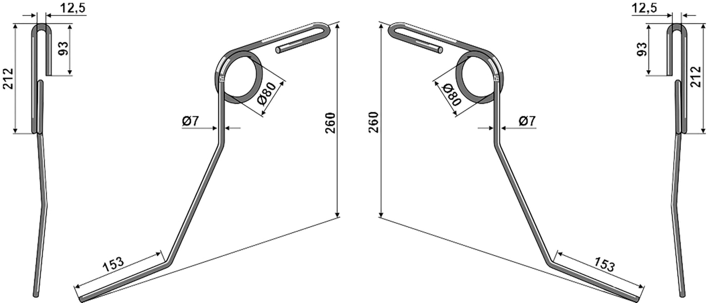 Industriehof® Striegelzinken 260 x 7 mm links/rechts, für Striegel Steketee