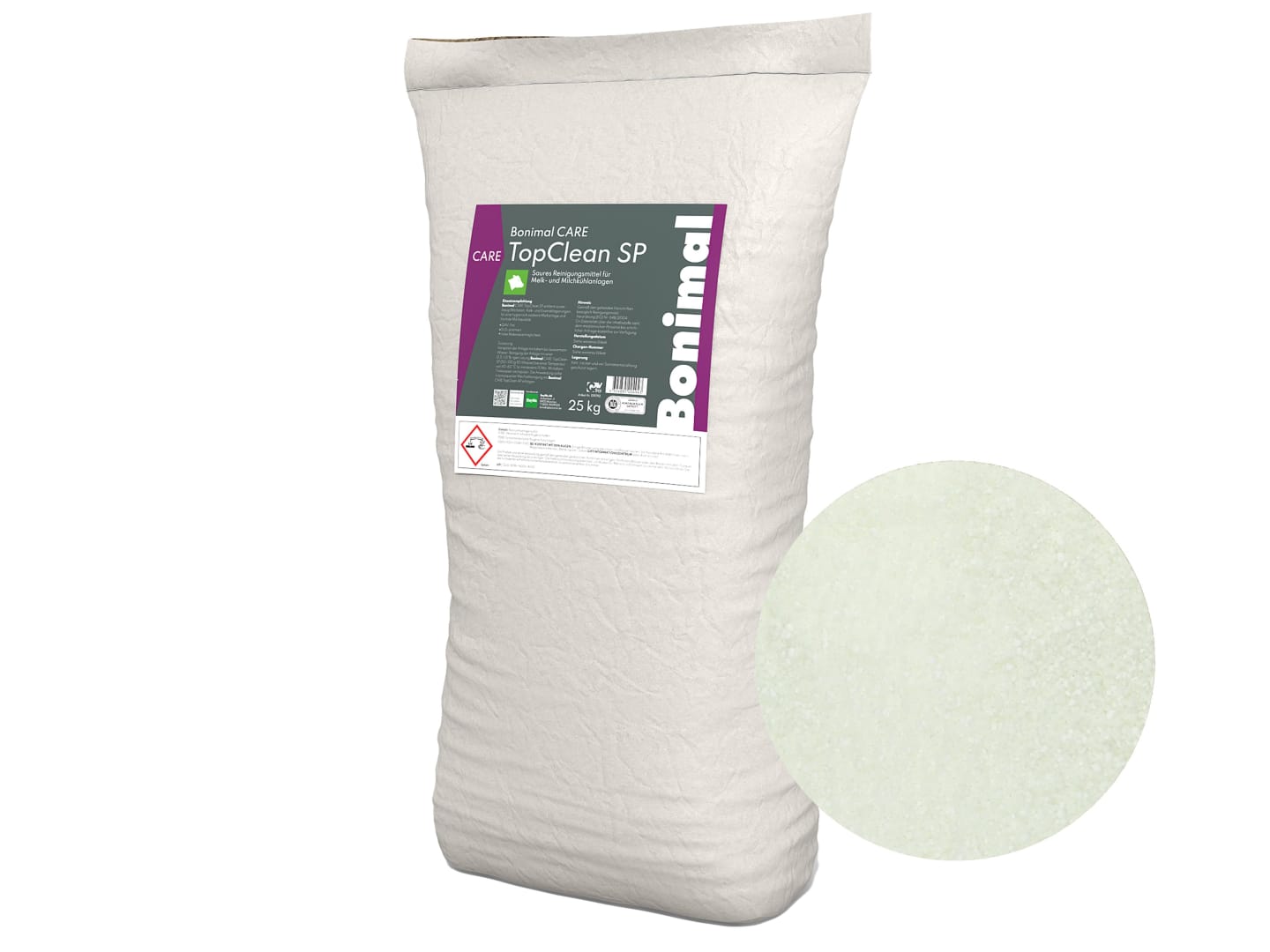 Bonimal CARE TopClean SP temperaturstabiles, saures, chlorfreies Reinigungsmittel und Desinfektionsmittel, Melkmaschinenreiniger 25 kg Sack