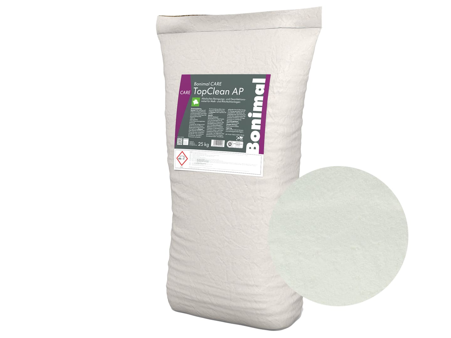 Bonimal CARE TopClean AP temperaturstabiles, alkalisches, chlorfreies Reinigungsmittel und Desinfektionsmittel, Melkmaschinenreiniger 25 kg Sack