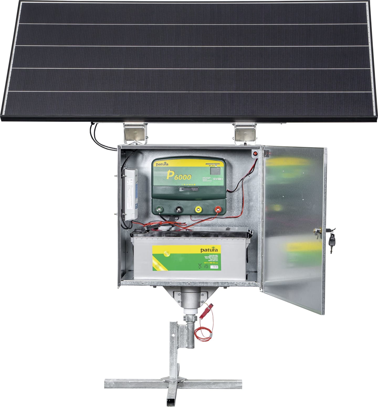 Patura Weidezaungerät "P 6000" 12 V; 230 V mit 200 W-Solarmodul und Sicherheitsbox XL, 900360
