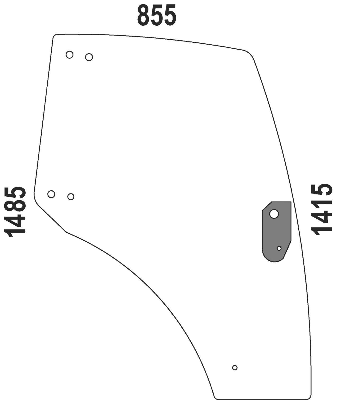 Türscheibe, grün, rechts, für Lindner Geotrac ab Bj. 02 – 10, Kabine Geotrac