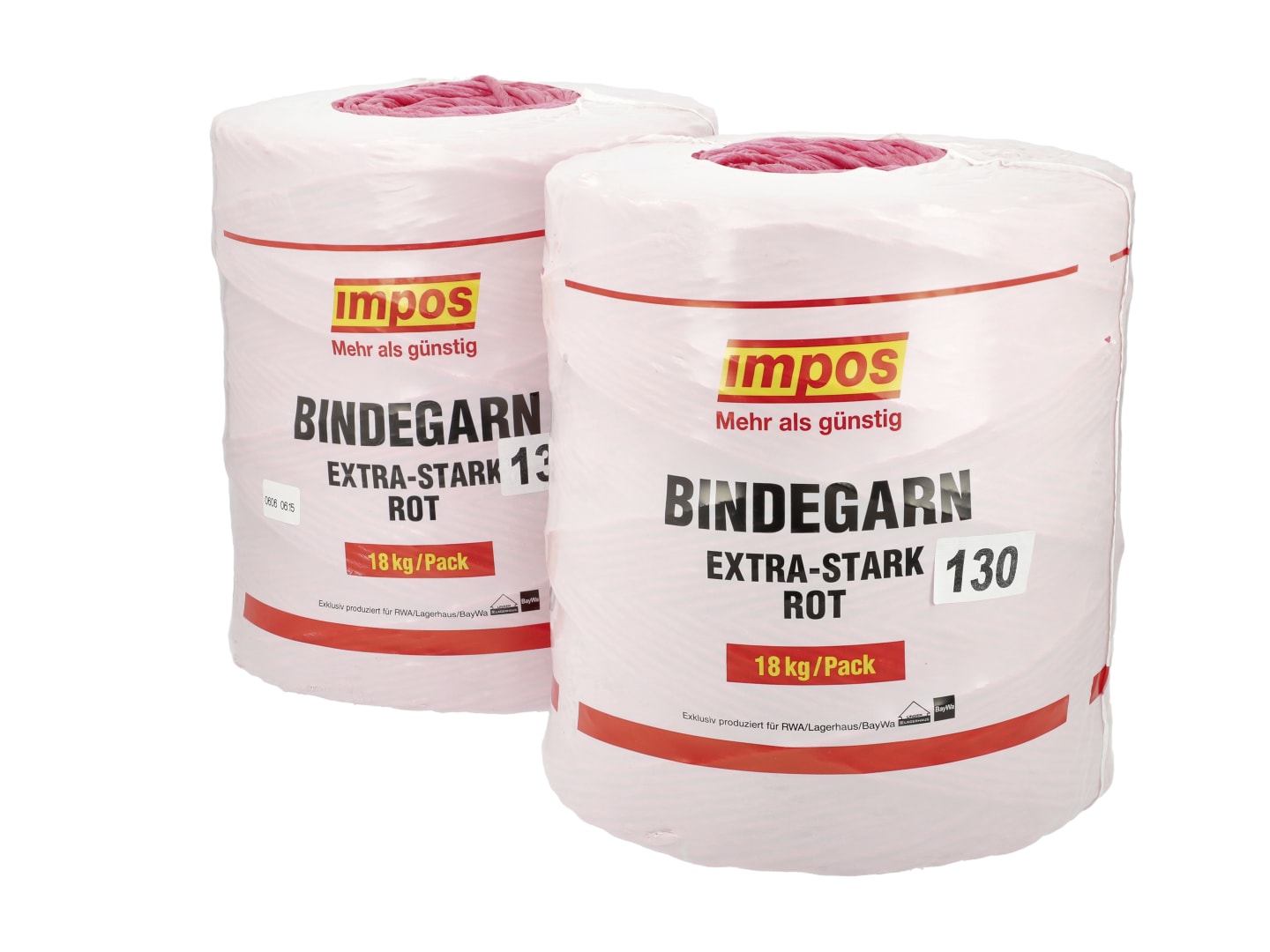 Impos 130 extrastark rot 2 Spulen à 9 kg Pressengarn für Quaderballen, Heu- und Silageballen