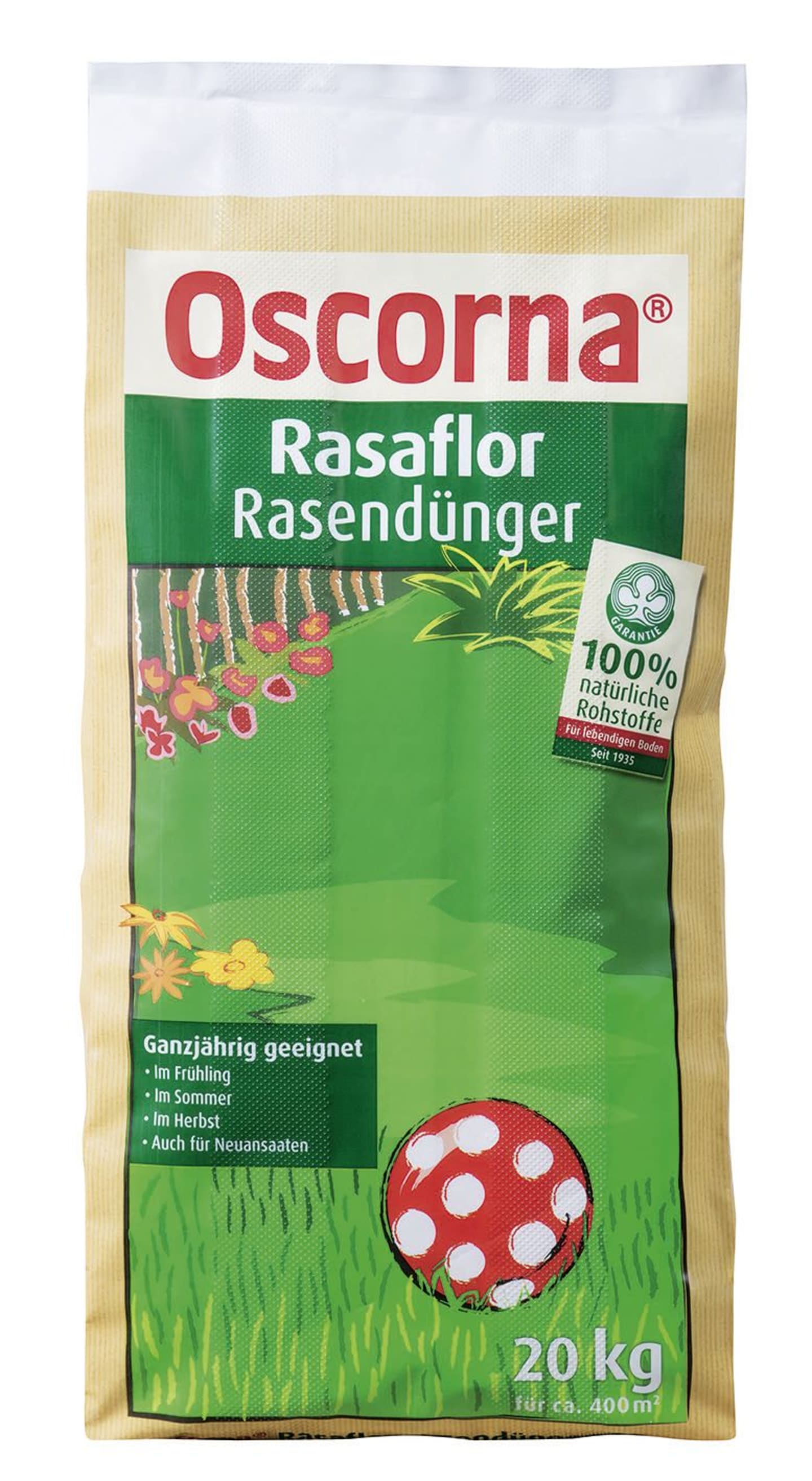 Oscorna® Rasaflor fein Rasendünger NPK 8+4+0.5 20 kg Sack Pulver