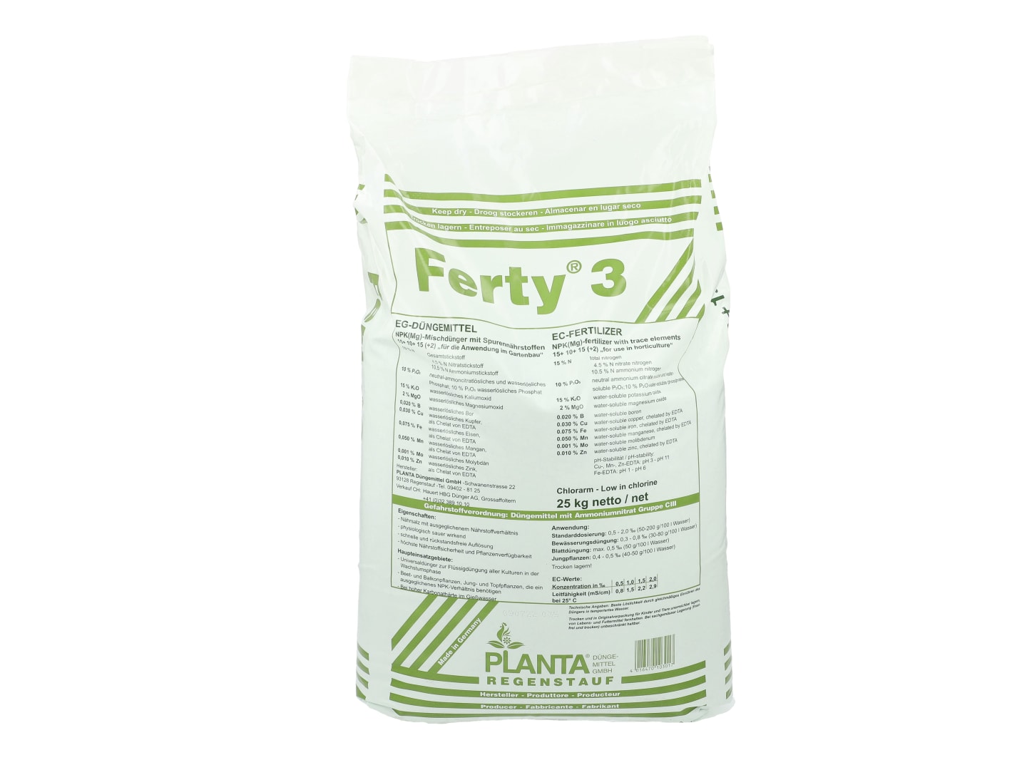 Planta Ferty® 3 Grün Universaldünger mit ausgewogenem NPK Verhältnis 25 kg Sack