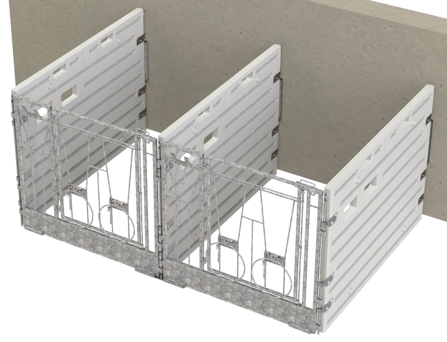 KERBL Kälberbox modular Doppelbucht wandständig, Liegefläche pro Bucht 160 x 115 cm, 14629