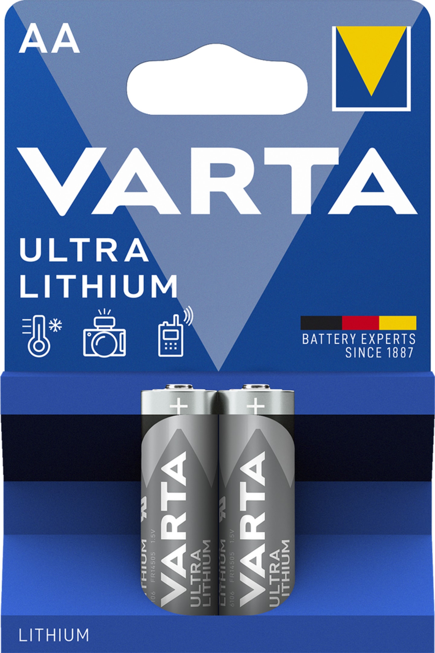 VARTA Batterie Lithium Ultra AA; Mignon; LR6 1,5 V/2.900 mAh, 2 St. Blister, 6106301402