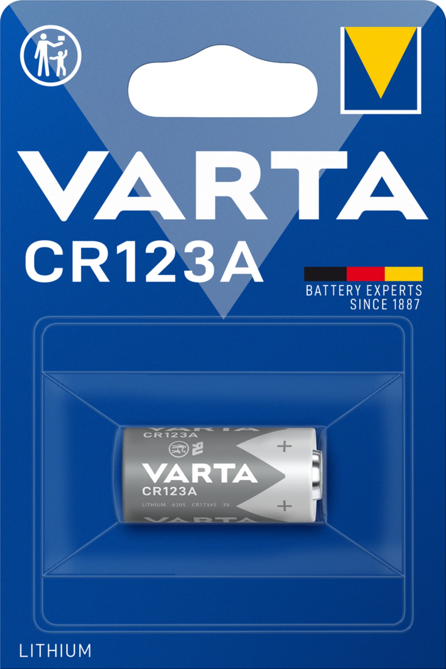 VARTA Batterie Lithium Coin; CR123A 3 V/1.600 mAh, 1 St. Blister, 6205301401