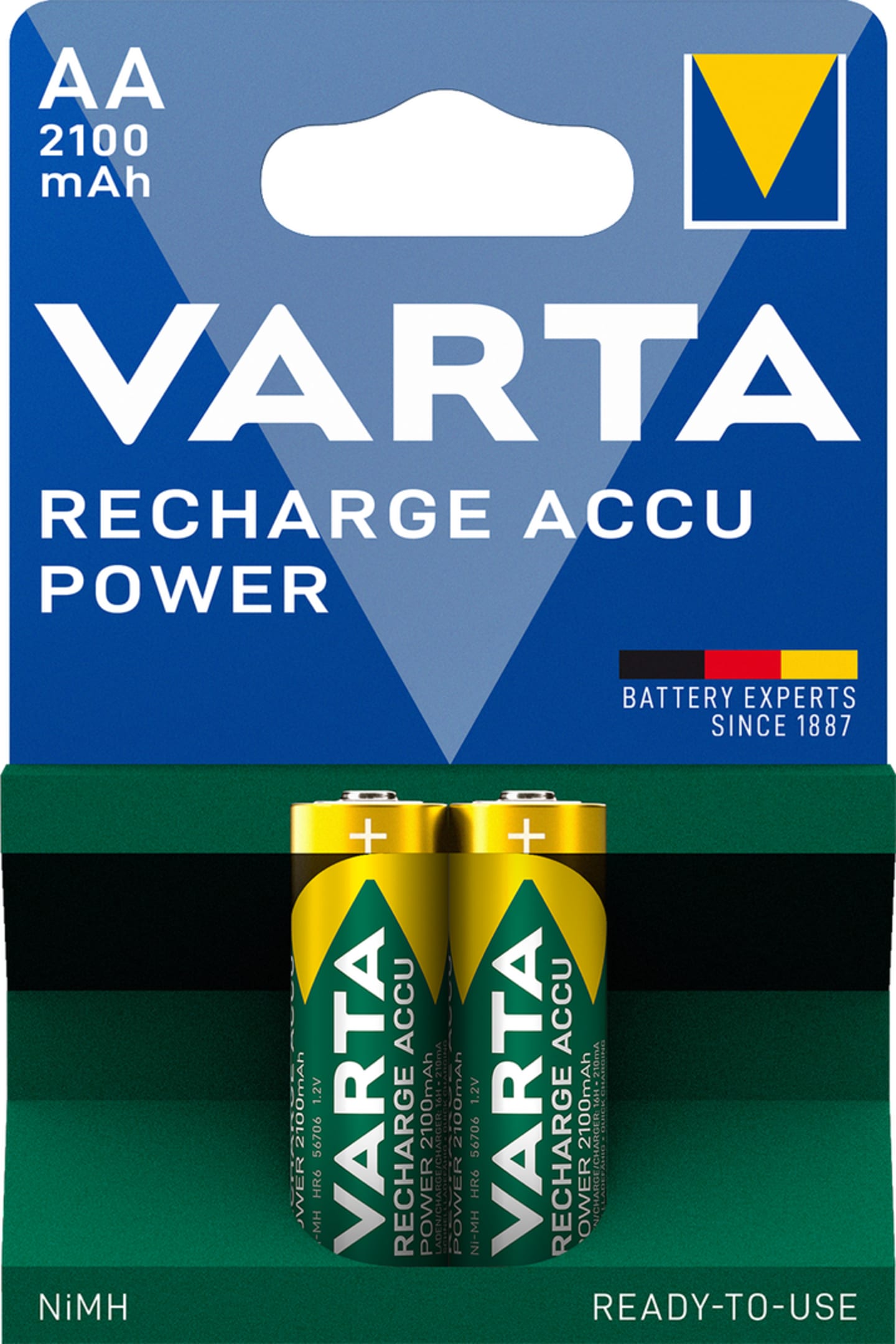 VARTA Akku Power AA; Mignon; HR6 1,2 V/2.100 mAh, 2 St. Blister, 56706101402