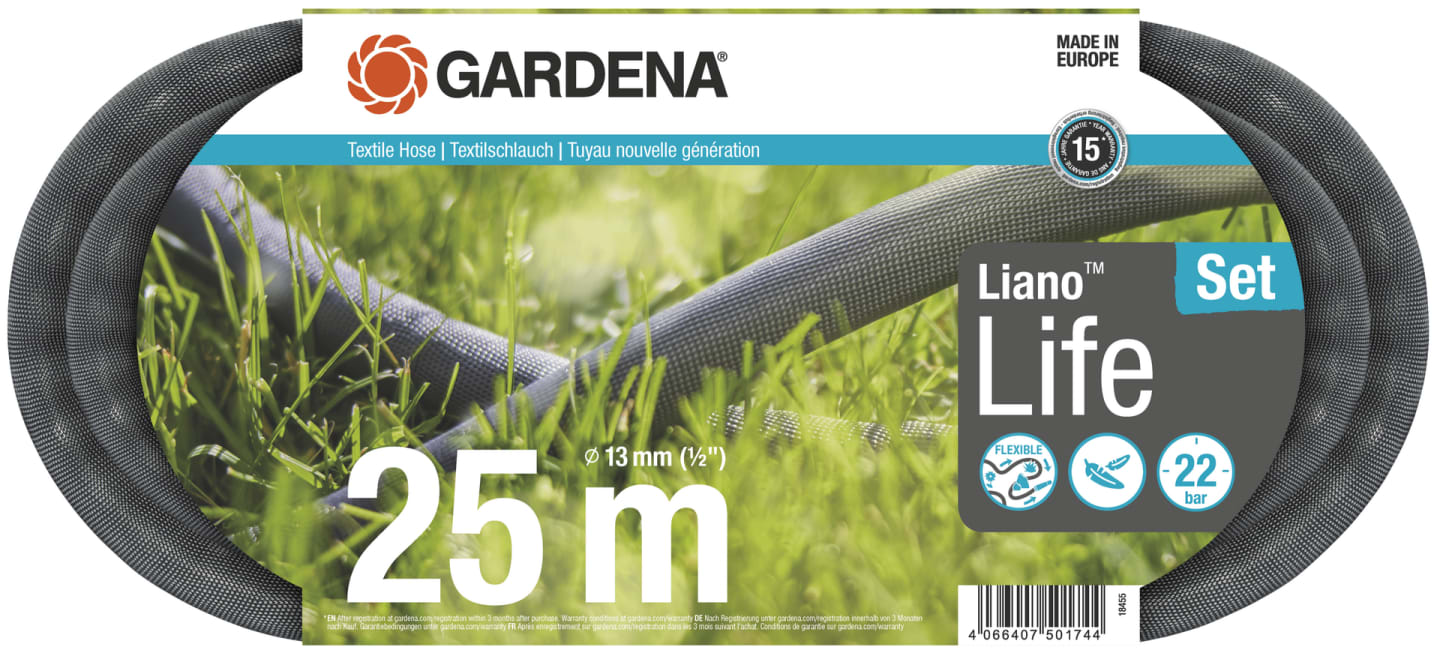 GARDENA Textilschlauch Set Typ Liano™ Life schwarz Höhe 140 mm, 18455-20