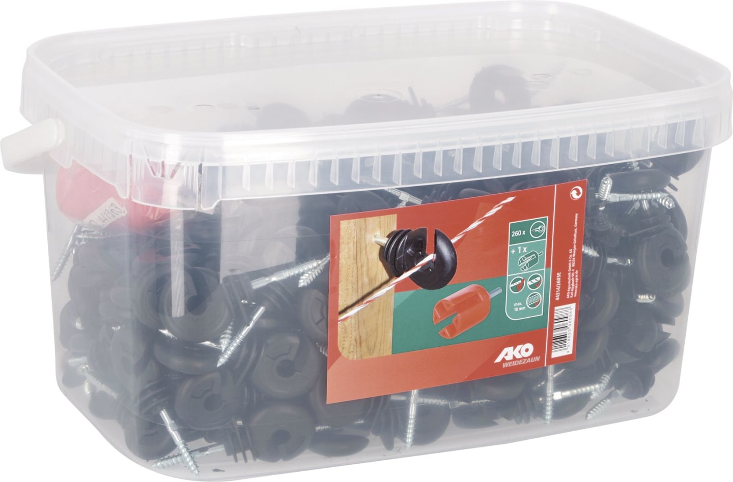Ako Ringisolator 260 St., Holzgewinde, mit Einschraubhilfe, für Draht, Litze, Seil, Band 10 mm, 44314/2603E