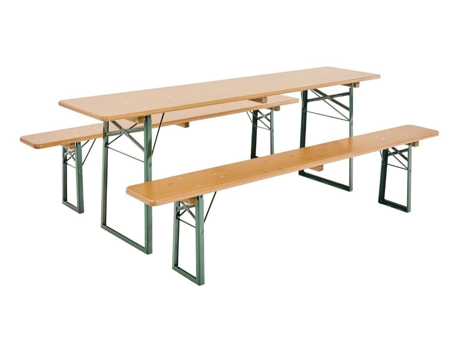RUKU Bierzeltgarnitur, 220 cm, 50 cm breiter Tisch Kiefer 1 Tisch + 2 Bänke ohne Lehne 3-teilig