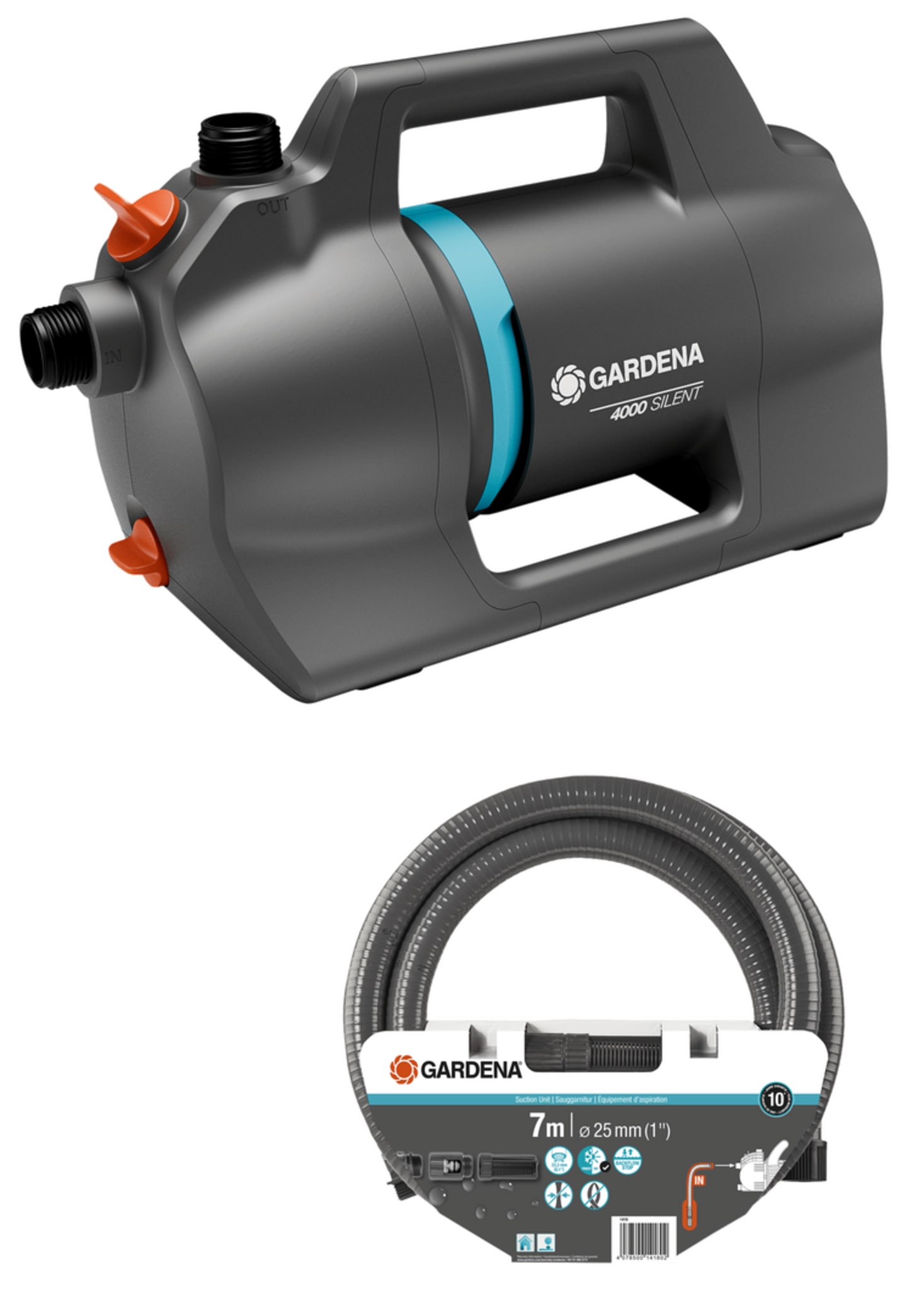 GARDENA Gartenpumpe 4100 Silent Saugschlauch-Set 09052-20