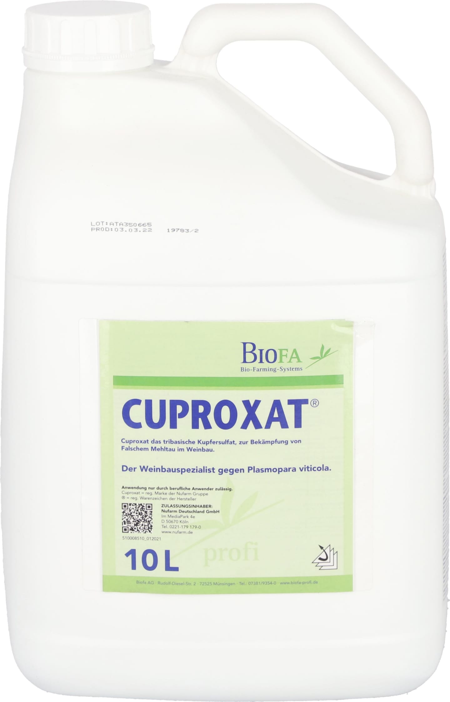 BIOFA Cuproxat 10 l Kanister Fungizid gegen Falschen Mehltau