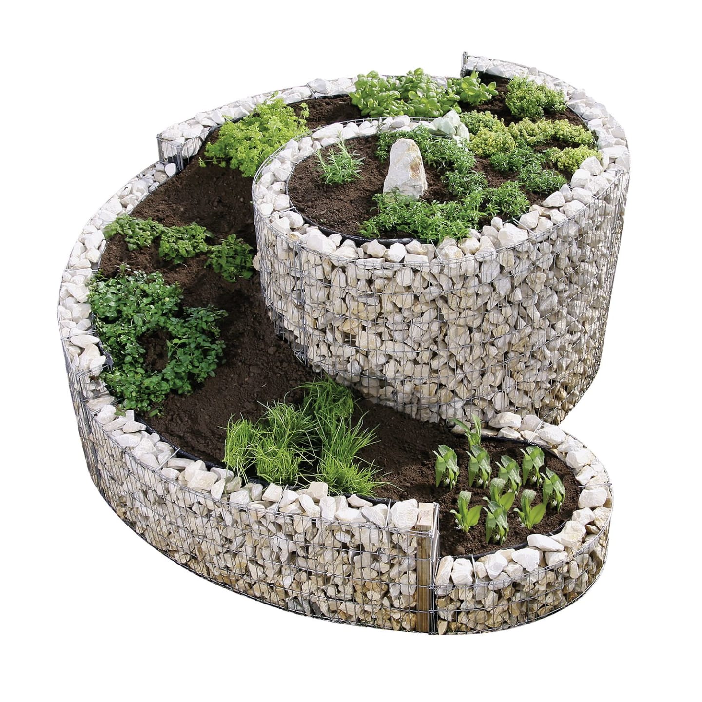 bellissa Gabionen-Kräuterspirale rund 200 x 150 x 80 cm silber Füllmenge 700 kg