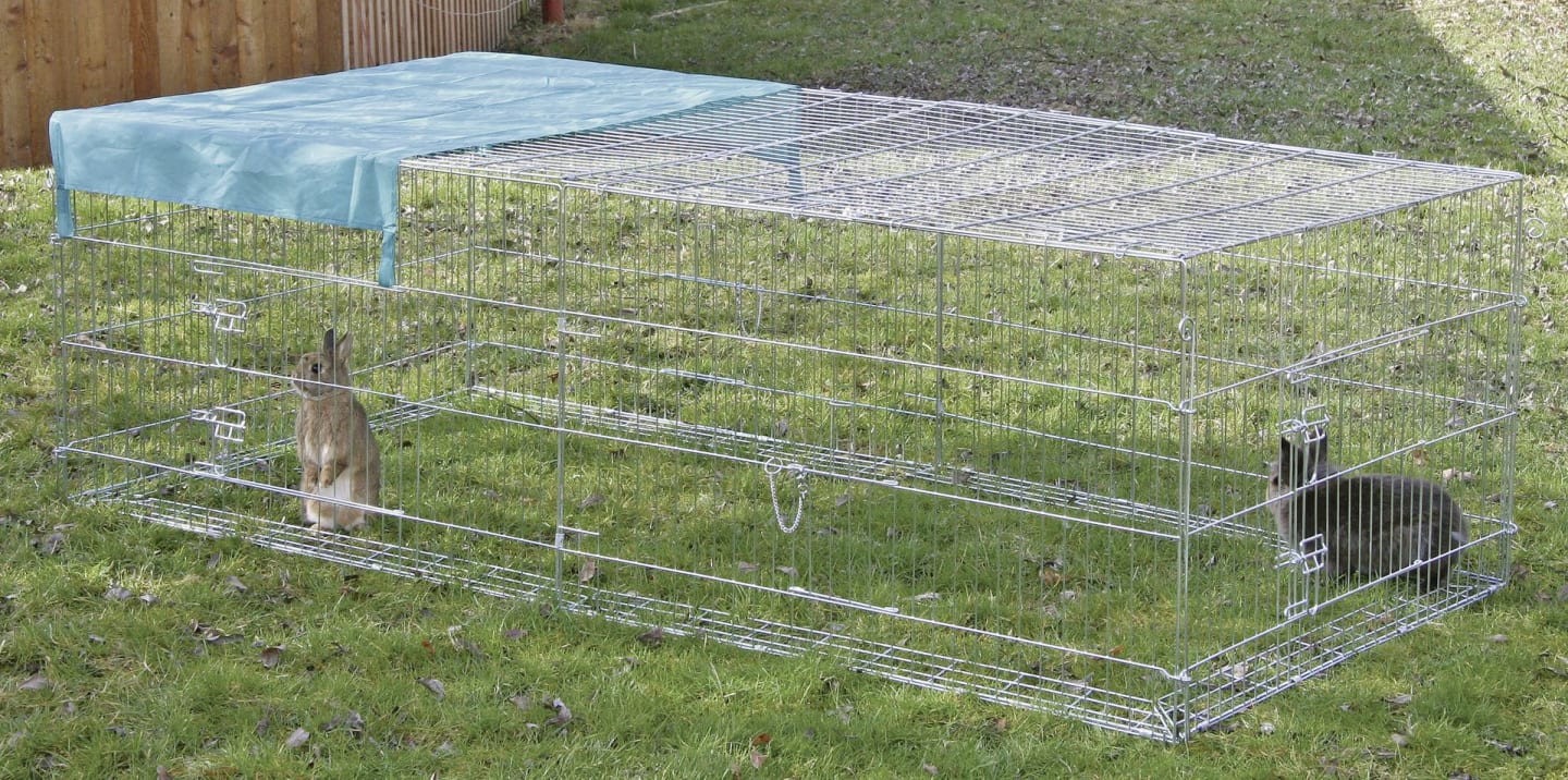 KERBL Freilaufgehege 230 x 115 x 70 cm, rechteckig, Metall, mit Ausbruchsperre, 82825
