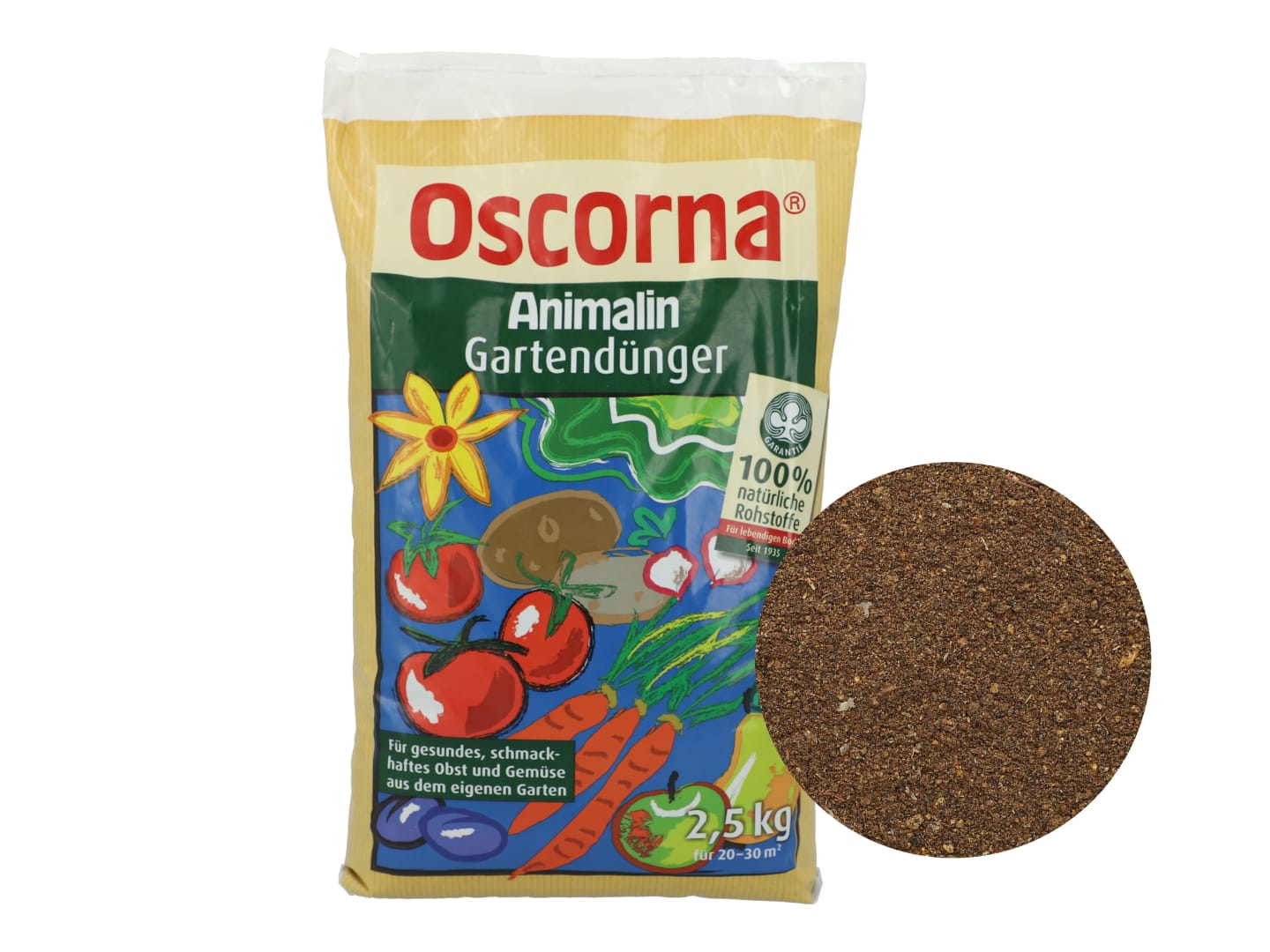 Oscorna® Animalin Gartendünger organischer NPK 7+4+0.5 Naturdünger mit Sofort- u. Langzeitwirkung, für Sträucher, Blumen und Zierpflanzen 2,5 kg Beutel Pulver