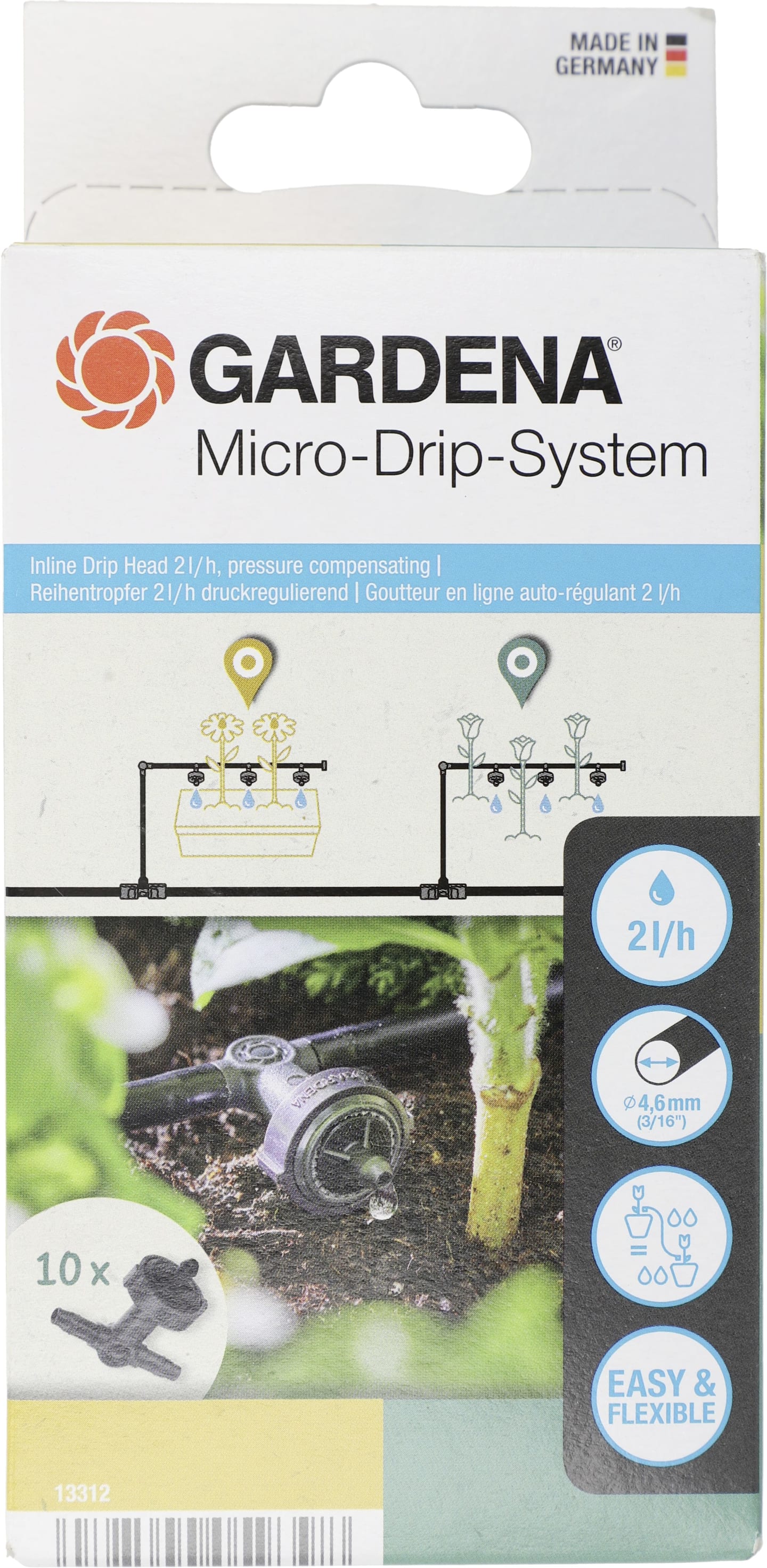 GARDENA Micro-Drip-System Reihentropfer druckausgleichend Höhe 19 mm, 13312-20