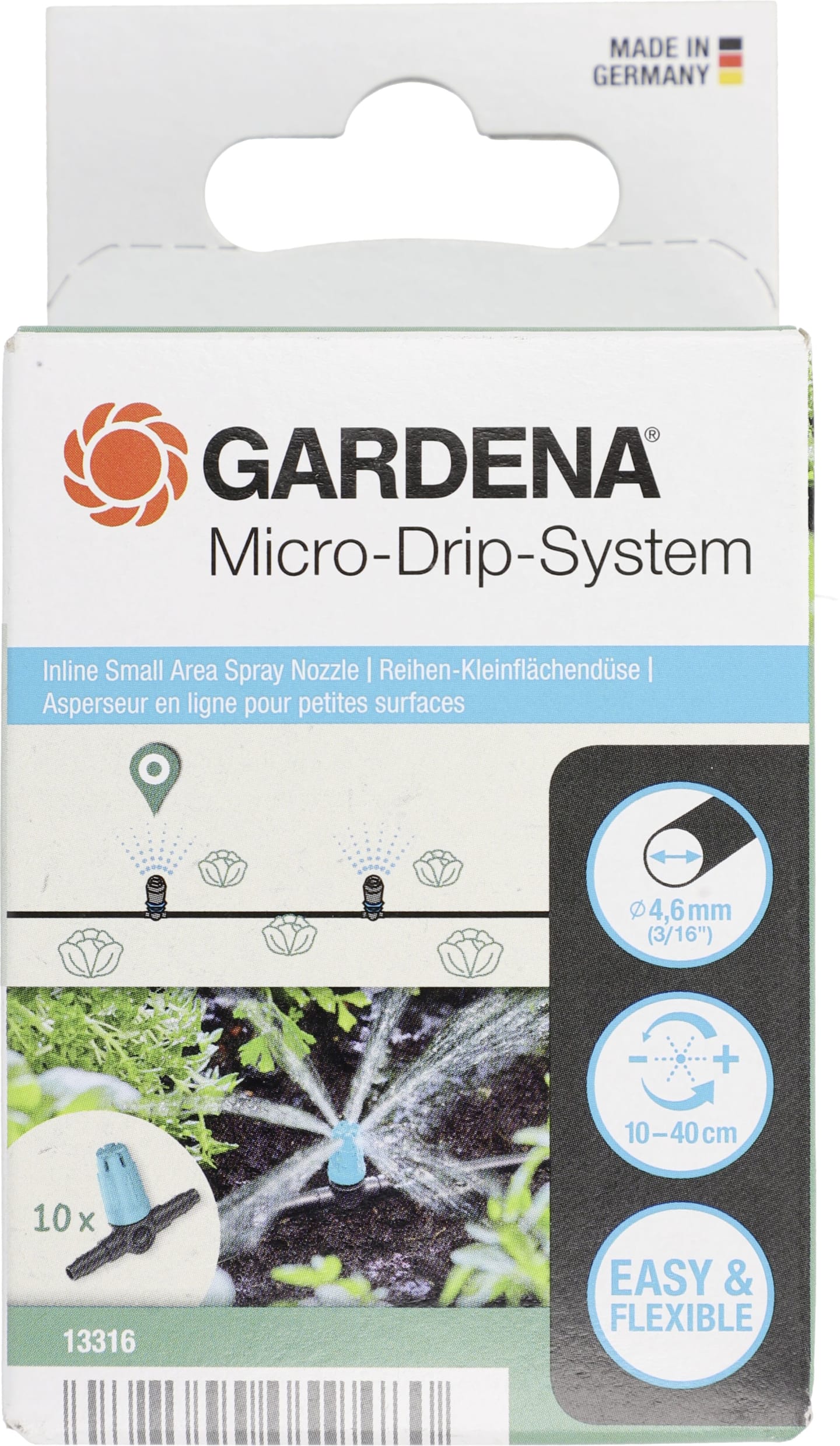 GARDENA Micro-Drip-System Reihen-Kleinflächendüse Höhe 12 mm, 13316-20