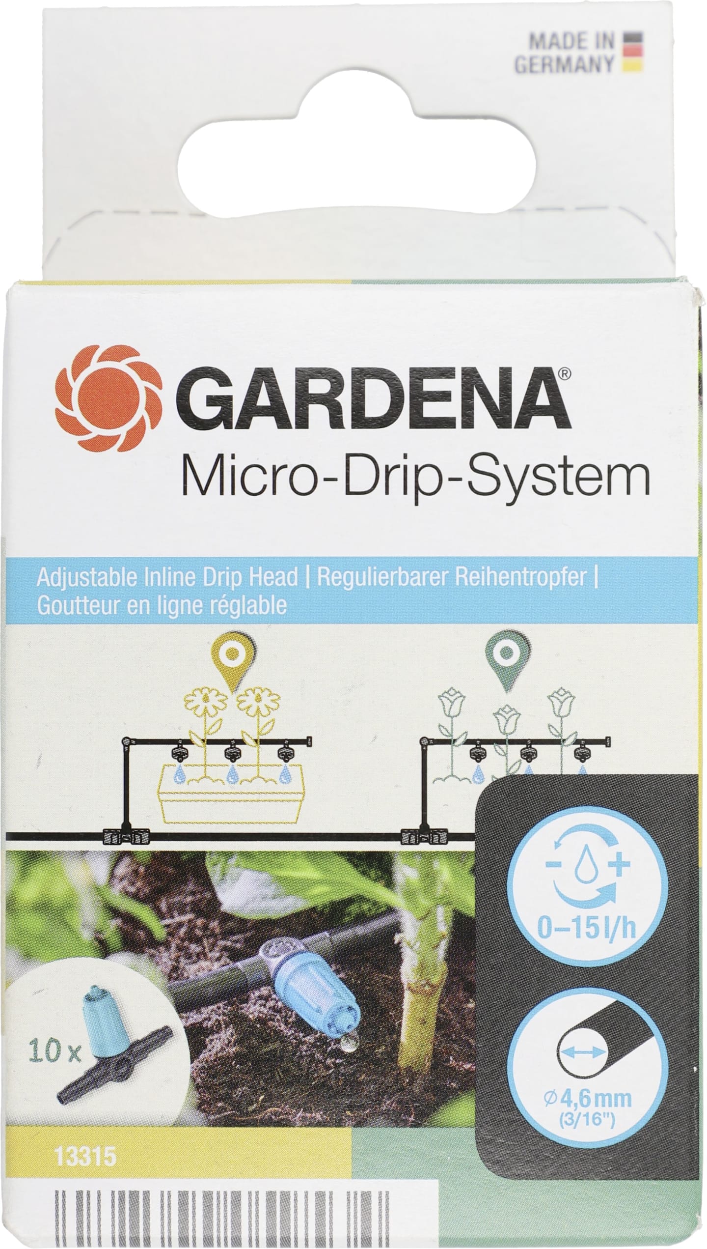 GARDENA Micro-Drip-System Regulierbarer Reihentropfer orange; anthrazit , 13315-20