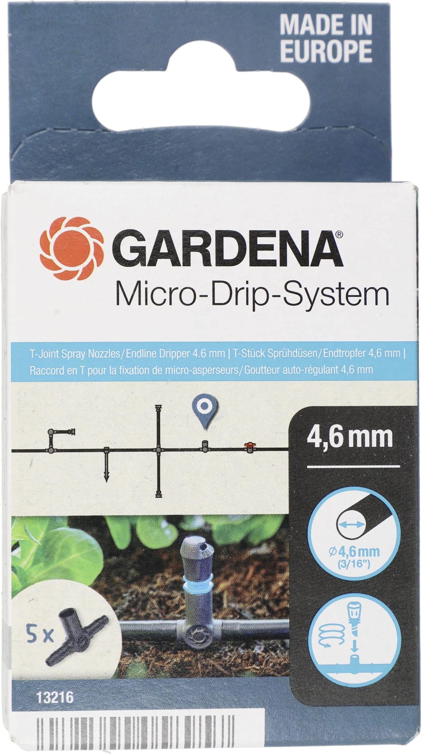 GARDENA Micro-Drip-System T-Stück für Sprühdüsen 4,6 mm (3/16") Bewässerung 13216-20