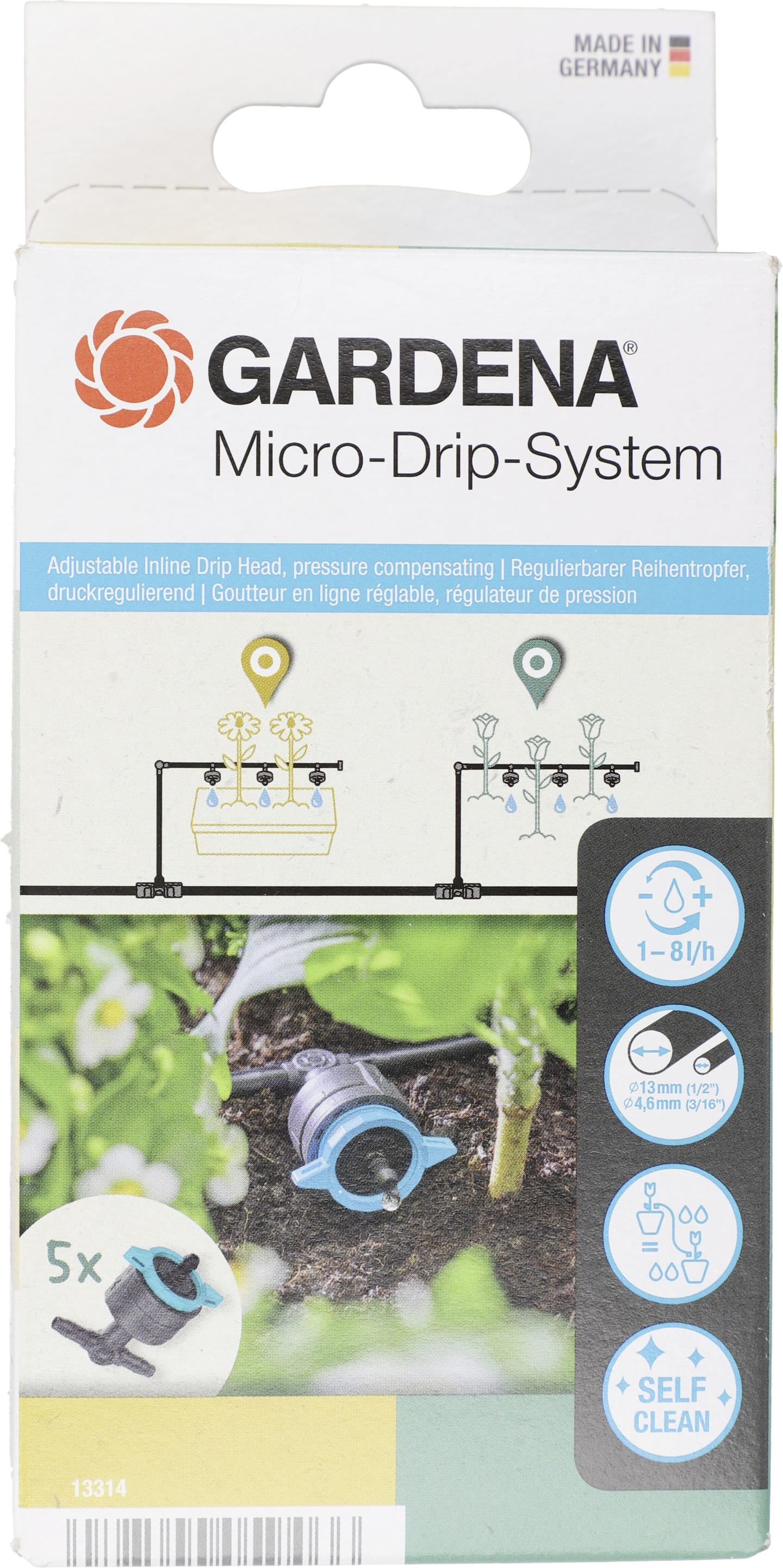 GARDENA Micro-Drip-System Regulierbarer Reihentropfer druckausgleichend orange; anthrazit , 13314-20
