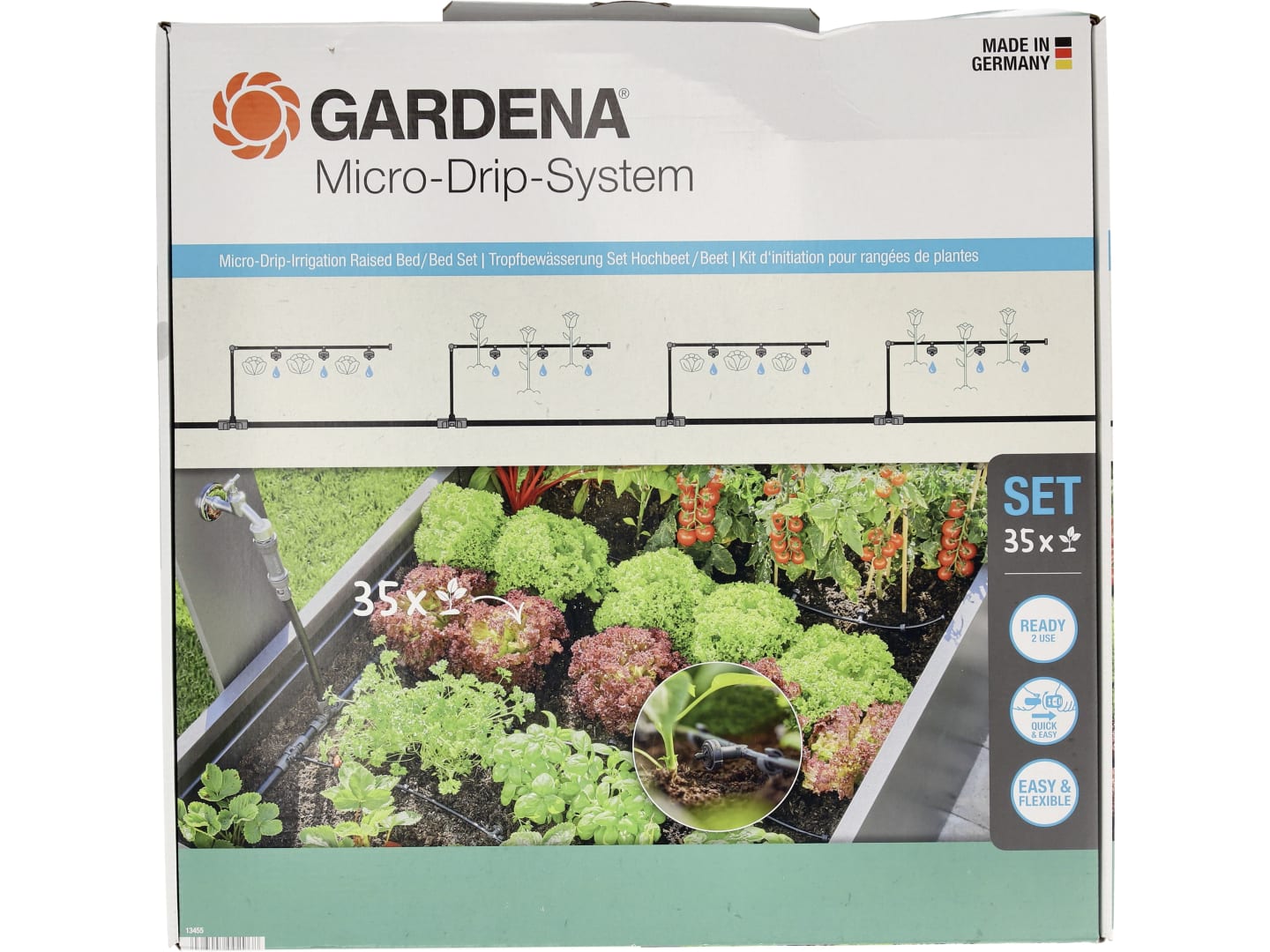 GARDENA Micro-Drip-System Tropfbewässerung Set Hochbeet/Beet (35 Pflanzen) Höhe 448 mm, 13455-20
